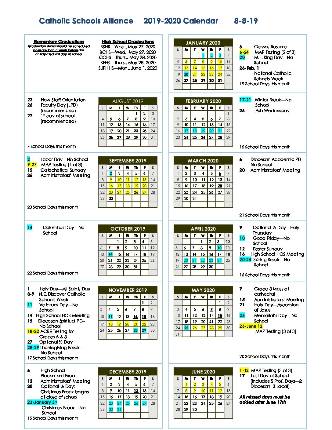 2019-2020 Final Calendar - CS Alliance