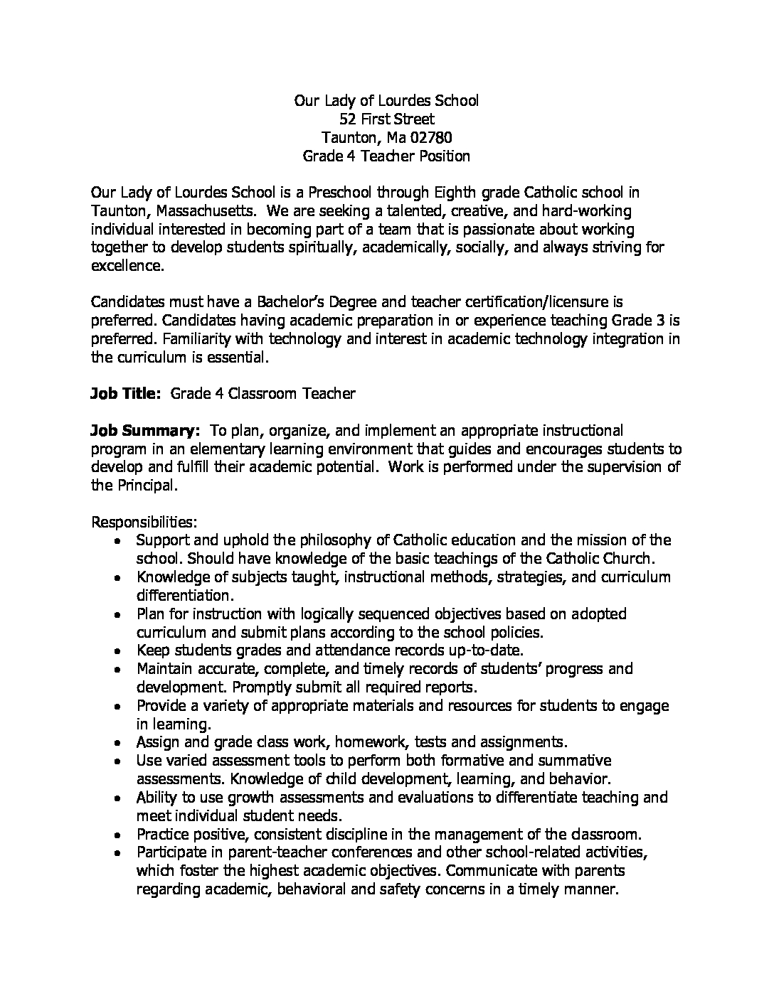 Director Of Education Job Description Pdf